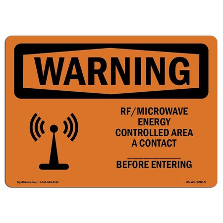 SIGNMISSION OSHA Rf Microwave Energy Controlled Area Custom 5in X 3.5in, 10PK, 3.5" W, 5" L, Landscape, PK10 OS-WS-D-35-L-12818-10PK